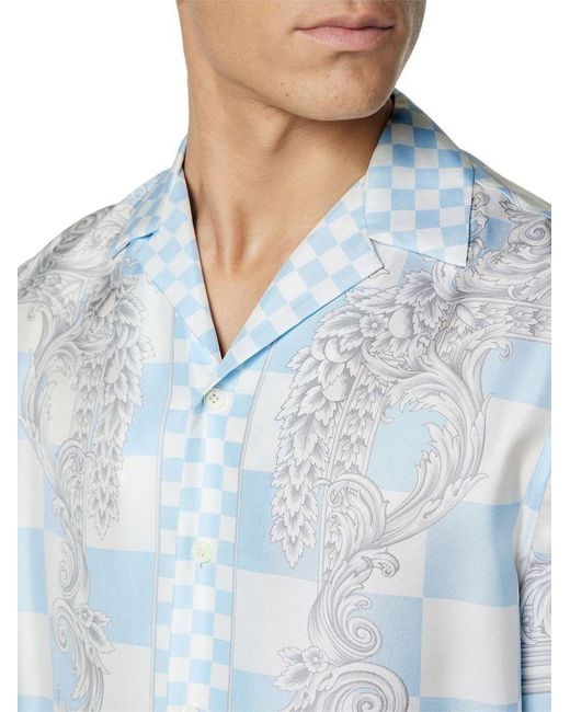 | Camicia stampa quadri | male | BLU | 48 di Versace in Blue da Uomo