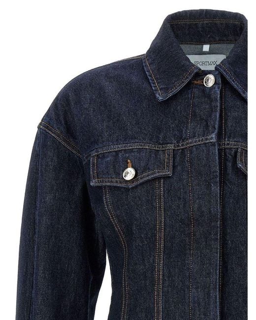 【送料&関税込】SportMax gange Blue Denim Jacket Sportmax Gange Denim Jacket in Blue | Lyst