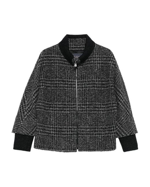Cinzia Rocca Black Checked Zip-Up Jacket