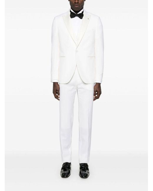 Tagliatore White Cream Virgin Wool Single Breasted Suit for men