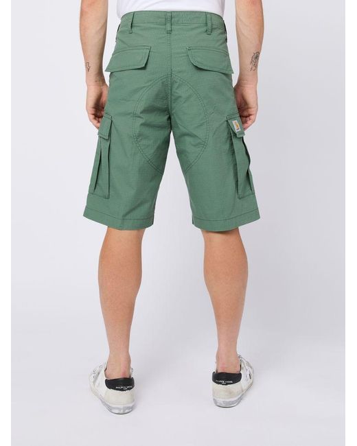 Carhartt Green Cotton Shorts With Patch Pockets for men