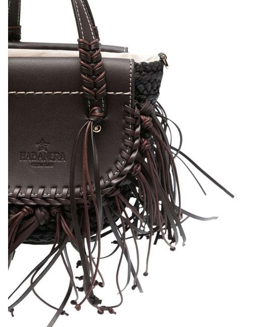 CUBA LAB 'Habanera Fringes Ebony' Coffee Tote Bag in Black