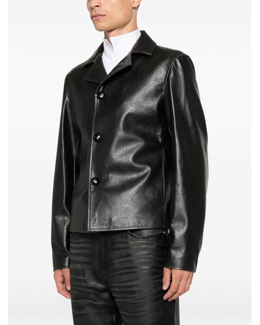 Giacca Effetto Pelle Con Rever Dal Design Contemporaneo di MM6 by Maison Margiela in Black da Uomo