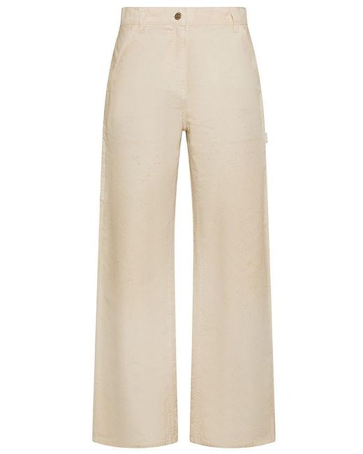 | Pantaloni in cotone a gamba larga e vita alta | female | BEIGE | 44 di Golden Goose Deluxe Brand in Natural