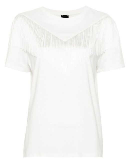 | T-shirt Under World in cotone con frange | female | BIANCO | XS di Pinko in White
