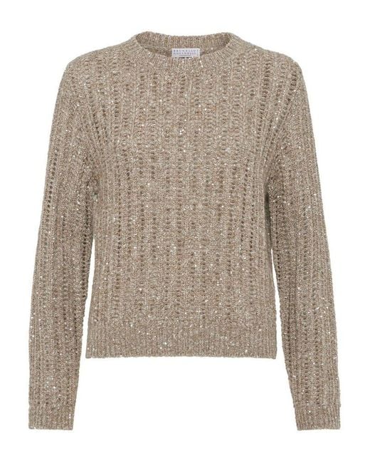 Maglia Girocollo di Brunello Cucinelli in Natural
