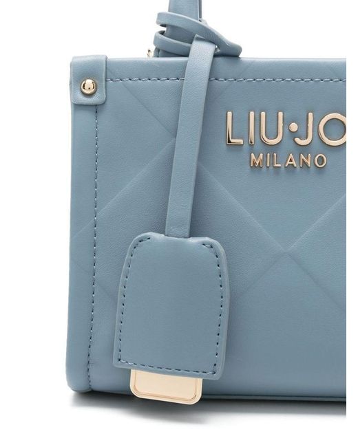 Borsa A Mano Celeste Con Logo di Liu Jo in Blue