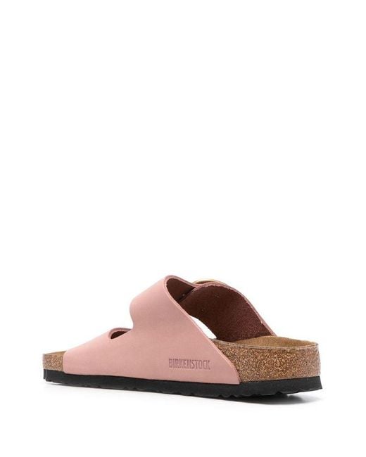 Birkenstock Pink Contoured Leather Sandals With Elegant Buckles