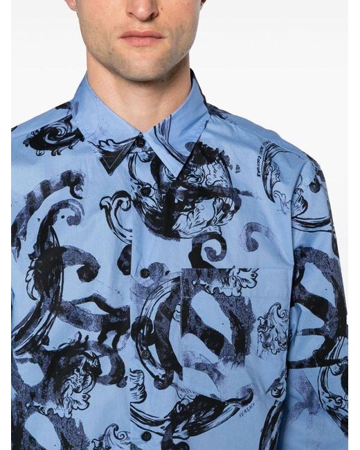 | Camicia stampa acquerello | male | BLU | 46 di Versace in Blue da Uomo