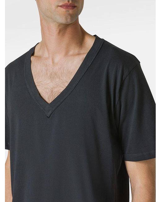 | T-shirt in cotone con scollo a V | male | NERO | XL di Officina 36 in Black da Uomo
