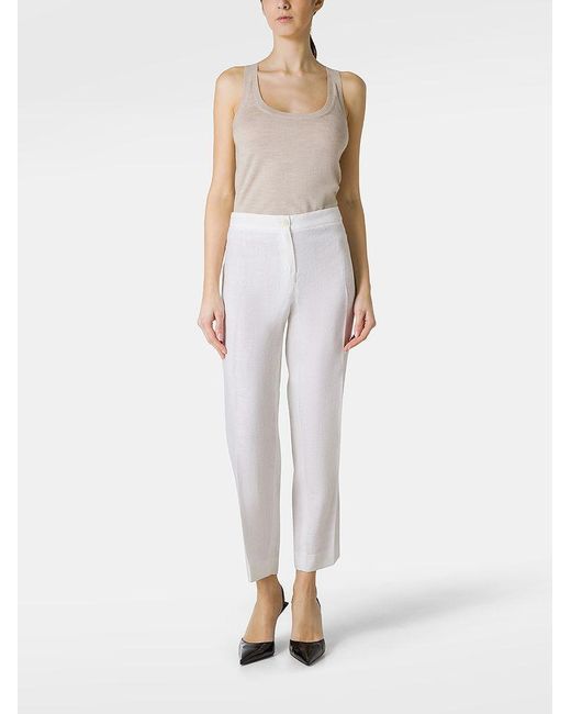| Pantaloni Denis in lino linea slim | female | BIANCO | 23 di Marina Rinaldi in White