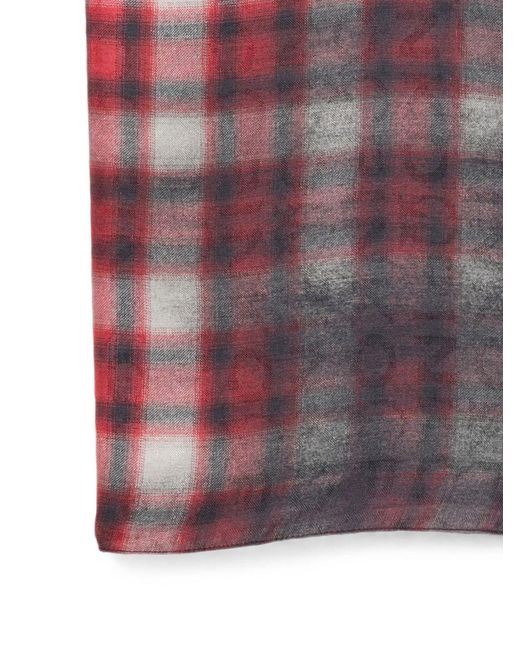 Sciarpa Foulard Rueda A Quadri Rossi Con Sfumature di Pinko in Purple
