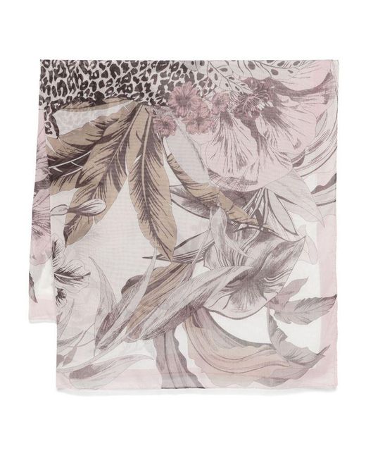 Foulard Con Stampa Foglie E Fiori di Liu Jo in Natural