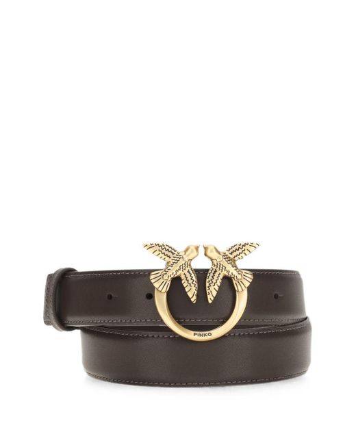Cintura Nera Con Fibbia Dorata Love Berry Elegante di Pinko in White
