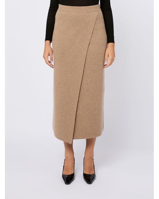 VIP【送料関税込】MAXMARA WOOL LONG SKIRT Max Mara Long Wool 'Umbria' Skirt in Natural | Lyst