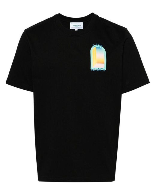 | T-shirt in cotone con stampa frontale e sul retro | unisex | NERO | M di Casablancabrand in Black