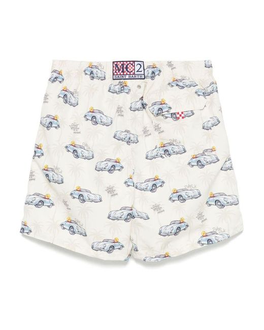 Mc2 Saint Barth White 'Gustavia' Swimsuit With Print for men