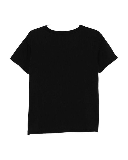 Liu Jo Black Embellished-Logo T-Shirt