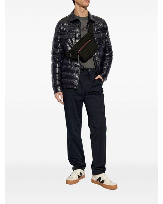 Moncler Blue Down Jacket With Front Press-Stud Fastening for men