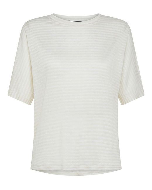 | T-shirt in misto lino e viscosa con motivo a righe | female | BIANCO | M di Peuterey in White