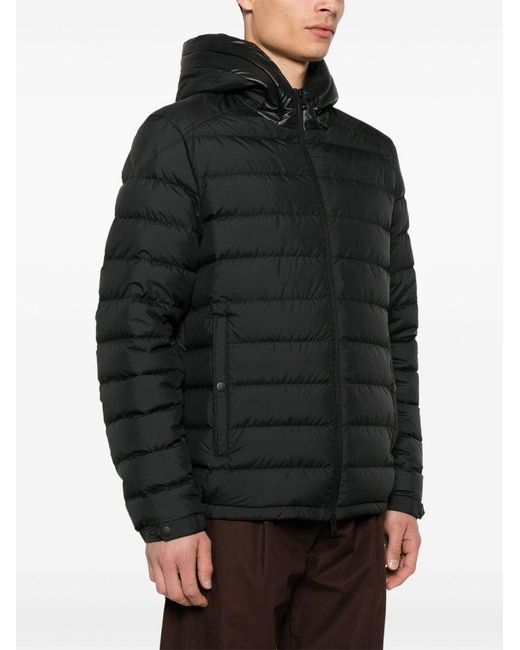 Moncler Black Hooded Down Jacket With Logo for men