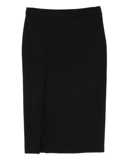 Dondup Black Midi Skirt With Side Slit