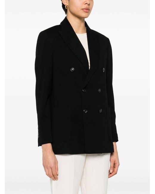 Circolo 1901 Black Cotton Blended Double Breasted Blazer