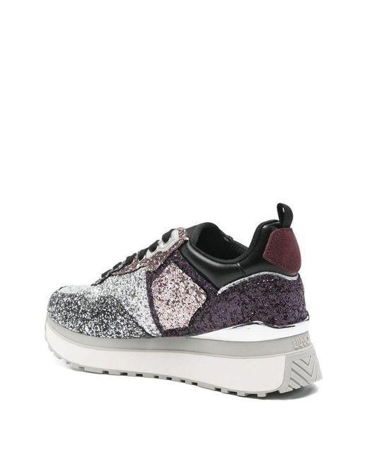 Liu Jo White Logo-Plaque Glitter-Embellishment Sneakers