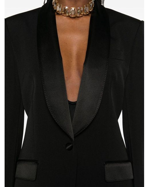 Blazer Monopetto Con Revers A Contrasto di Dolce & Gabbana in Black