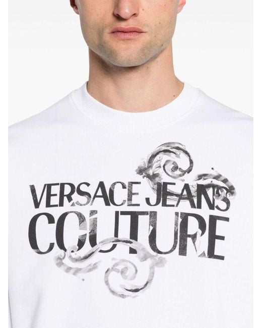 | Felpa in cotone girocollo con stampa | male | BIANCO | XL di Versace in White da Uomo