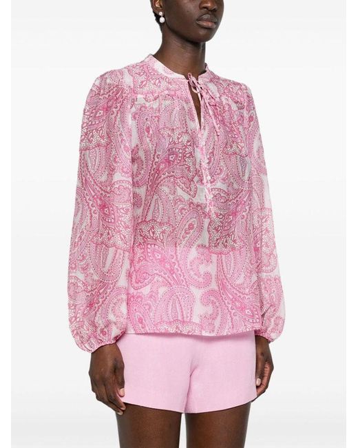 | Blusa in voile Harper in cotone e seta con stampa paisley | female | ROSA | M di Mc2 Saint Barth in Pink