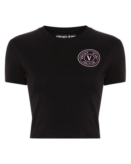 | T-shirt stampa logo | female | NERO | XS di Versace in Black