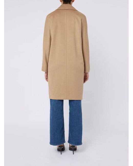 Max Mara Natural 'Agenda' Double-Breasted Virgin Wool Coat