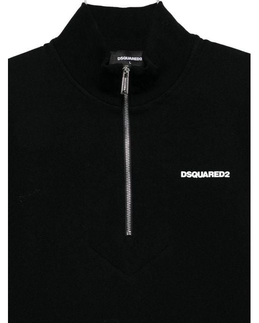 DSquared² Black Half-Zip Cotton Sweatshirt for men