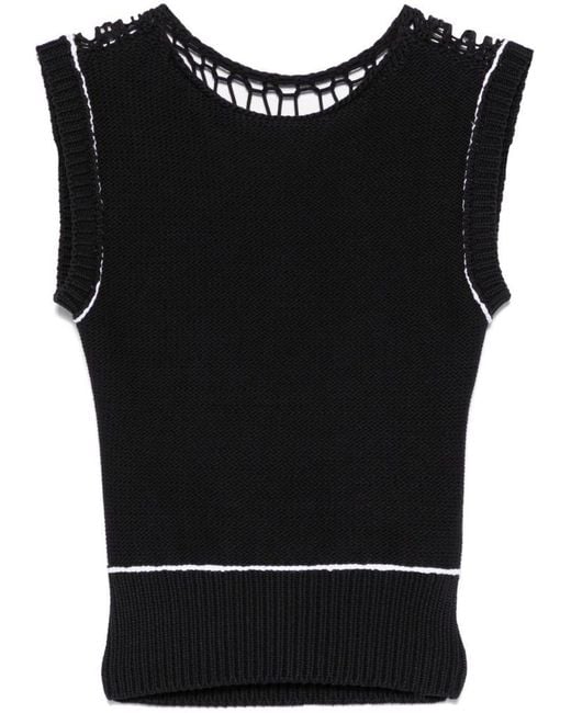 Canotta Traforata di MM6 by Maison Martin Margiela in Black
