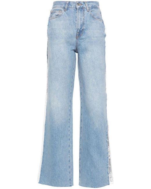 | Jeans dritti in cotone a vita alta con pizzo | female | BLU | 28 di Liu Jo in Blue
