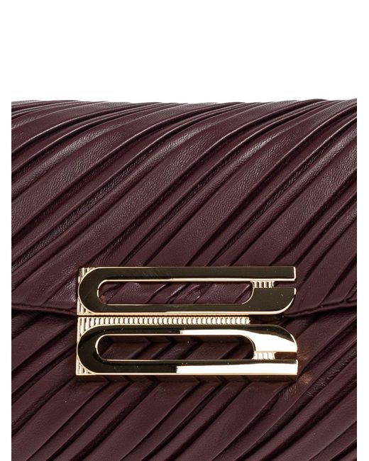 Borsa Elegante Bordeaux Con Texture A Coste E Fibbia Dorata di Victoria Beckham in Purple