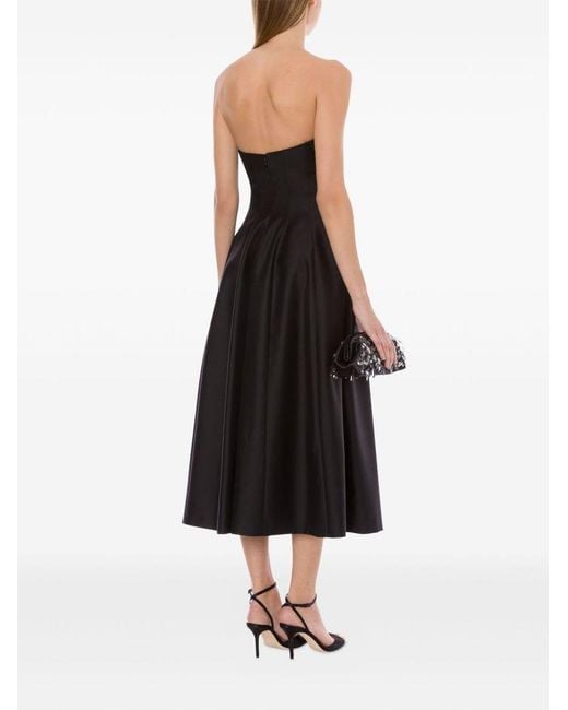 Alberta Ferretti Black Strapless Midi Dress With Flared Skirt