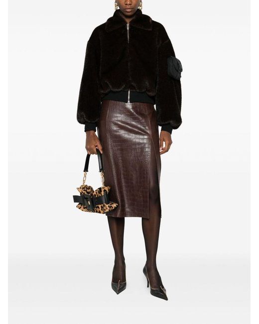 Coperni Black Faux Fur Bomber Jacket With Zip