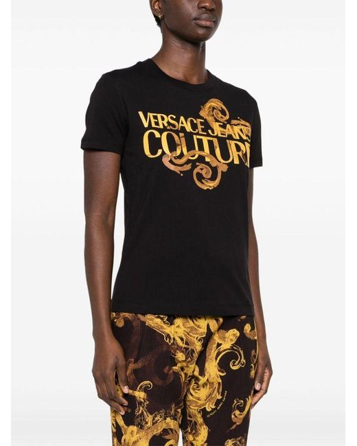 | T-shirt stampa Barocco | female | NERO | XS di Versace in Black