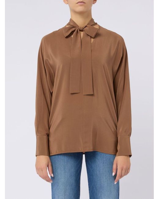 Max Mara Brown 'Caco' V-Neck Blouse