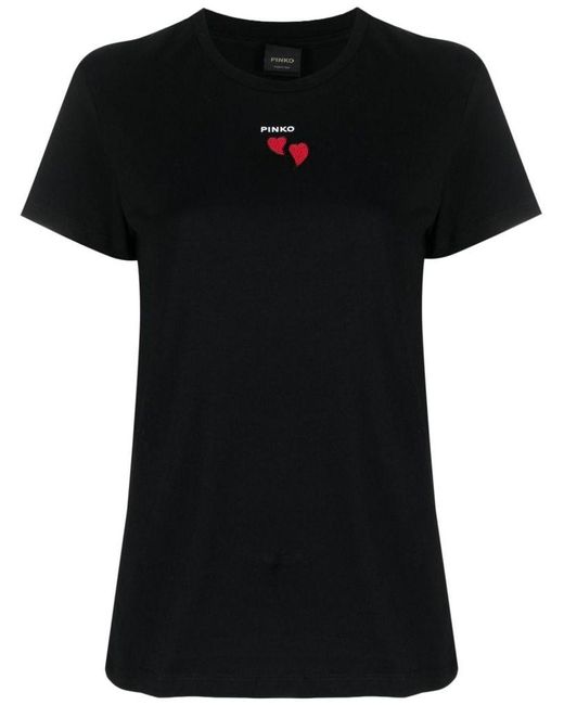 | T-shirt stampa cuori | female | NERO | XS di Pinko in Black