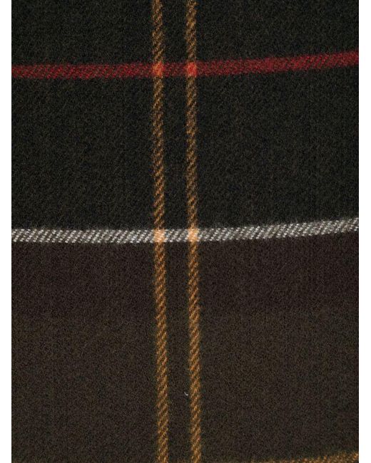 Barbour Black Check-Pattern Fringed Scarf
