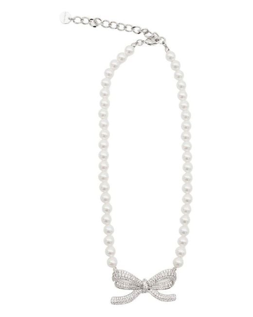 Self-Portrait White Pearl Necklace With Bow