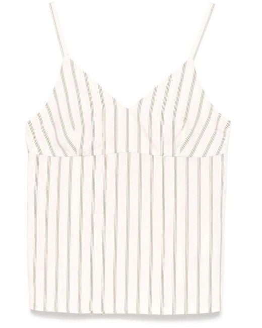 Seventy White Cream Top With Stripes Pattern