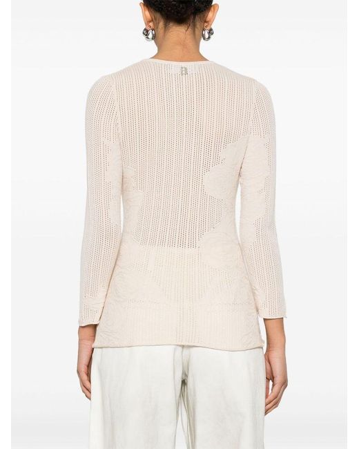 Maglia Trapuntata Aderente di Blugirl Blumarine in Natural
