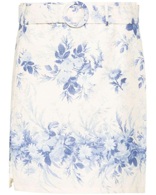 | Minigonna in lino e cotone con stampa a fiori | female | BEIGE | 44 di Twin Set in Blue