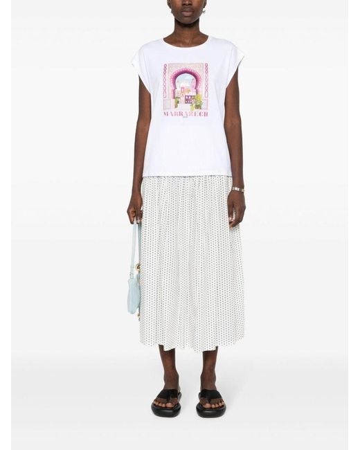| T-shirt in cotone stretch con logo con strass | female | BIANCO | XS di Liu Jo in White