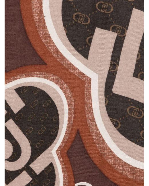 Liu Jo Brown Logo-plaque Patterned Scarf