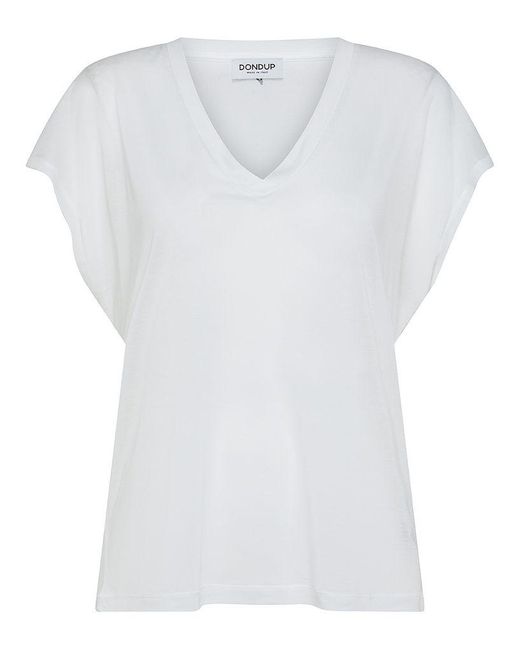 | T-shirt con scollo a V in modal | female | BIANCO | XS di Dondup in White